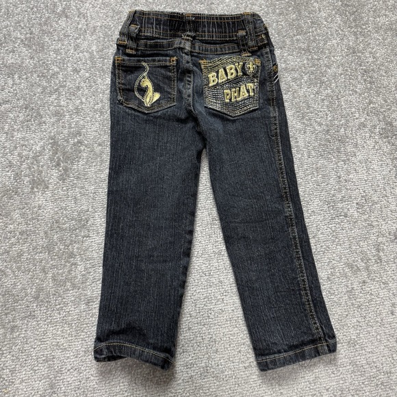 Vintage Y2K Baby Phat Embroidered Cat Toddler Girls Jeans Size 2T - Picture 2 of 6